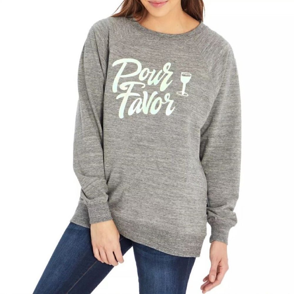 Wildfox Women's Gray Pour Favor Pullover Sweatshirt Size Medium